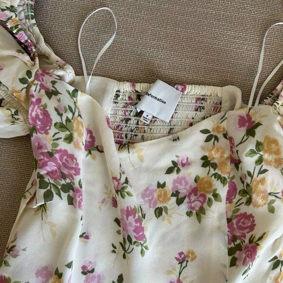 ✨ SALE  Reformation Marin Top Sz6 Posy Cream Blush Floral French Blouse - Picture 6 of 10